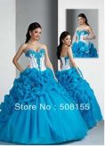 VESTIDO MODA 2014 STRAPLESS AZUL APLIQUE ORGANZA